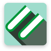 Two books stacked diagonally on a green background